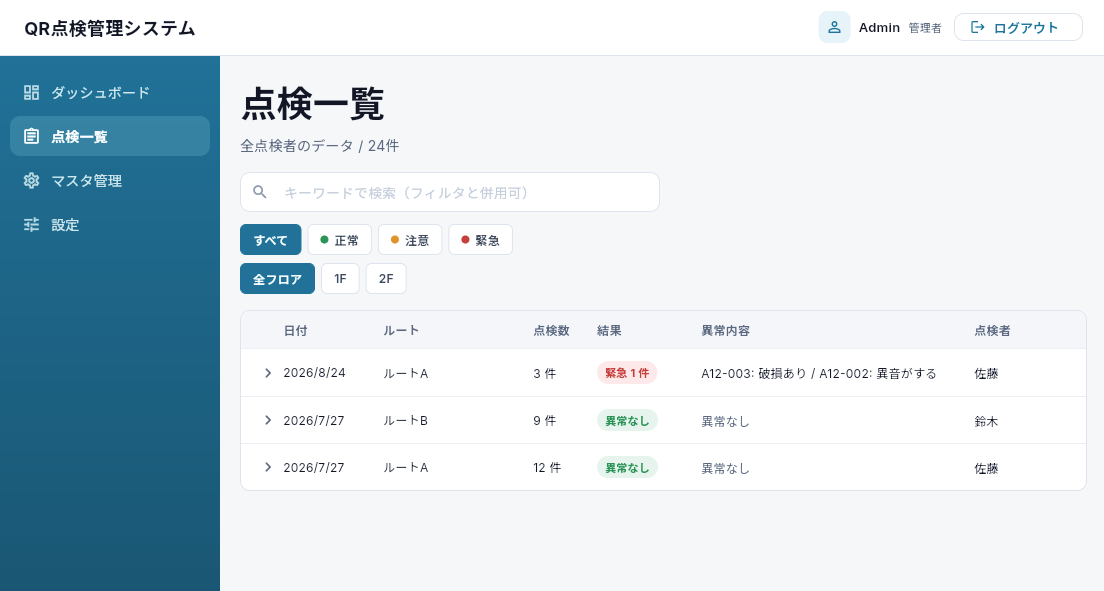 点検記録一覧
