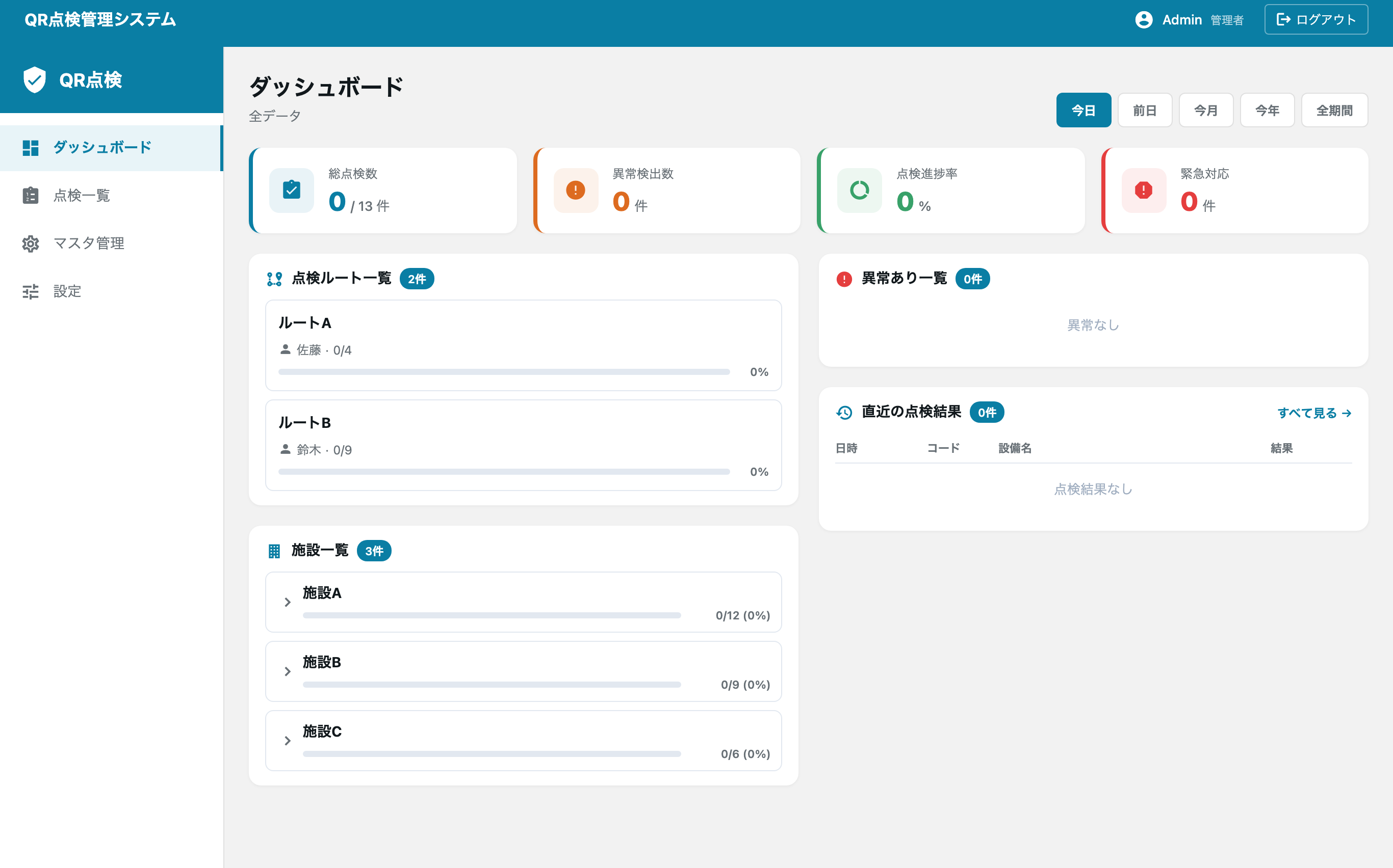 QR設備点検のWebダッシュボード